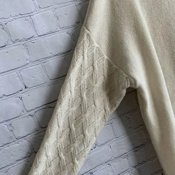 J. Jill Ivory Sweater Pullover Size M/L Cable Knit - Picture 3 of 6